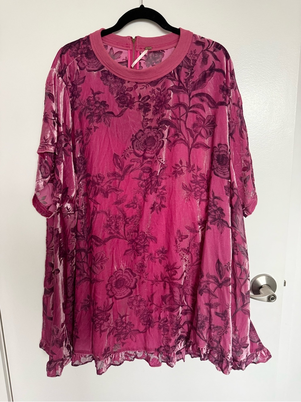 Free People Fuchsia Floral Burnout Velvet Tunic